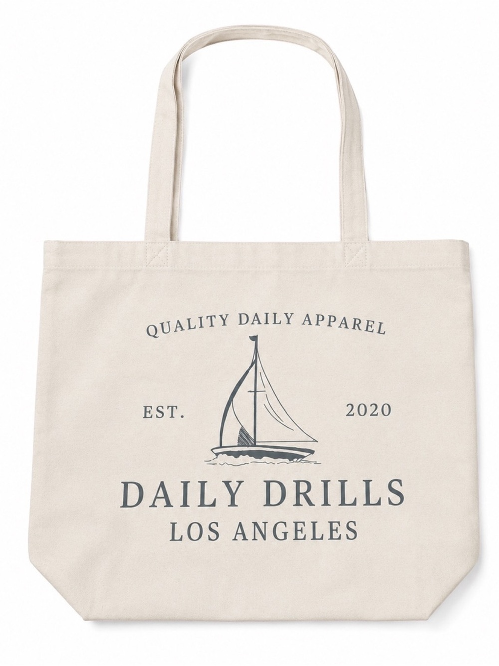 Daily Drills DD Sailboat Tote - Cream + DD Green NWT